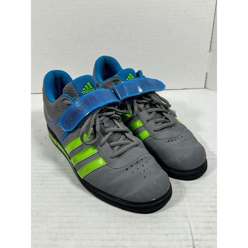 Adidas Power Perfect 2 Weightlifting Shoes Grey Blue Green M18769 Mens 8.5